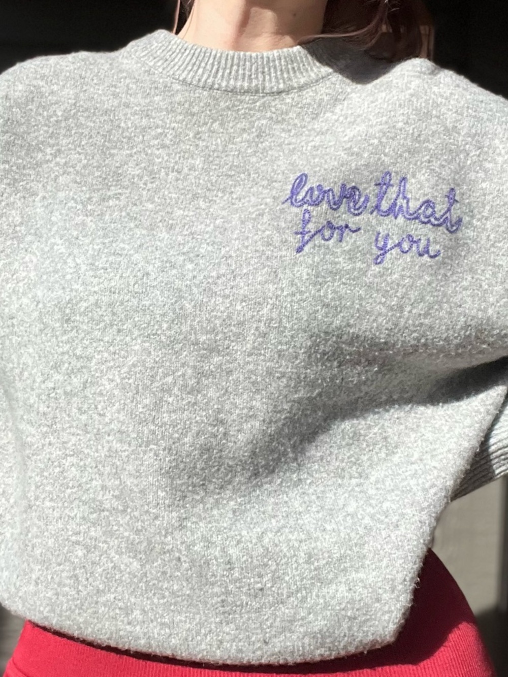 A New Day Love That For You Heathered Grey Crew Neck Oversized Sweater M Medium